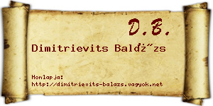 Dimitrievits Balázs névjegykártya